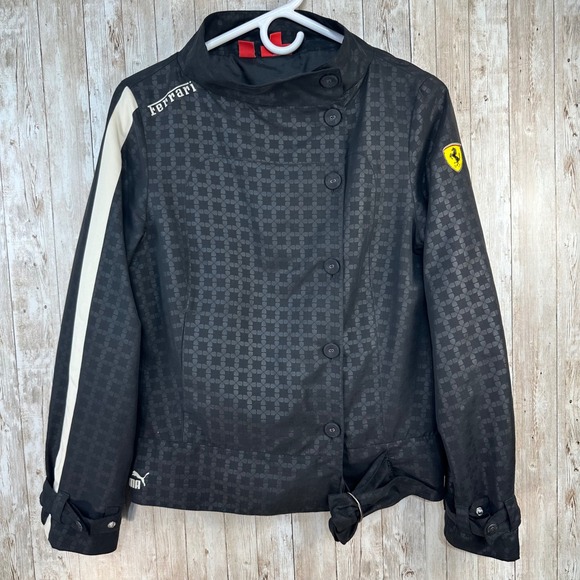 Ferrari Puma Scuderia Women's Black Jacket Racing Track Moto GP Lightweight sz S - Picture 1 of 8